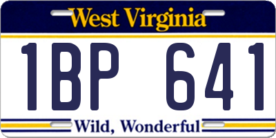 WV license plate 1BP641