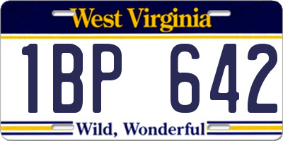 WV license plate 1BP642