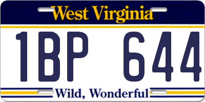 WV license plate 1BP644