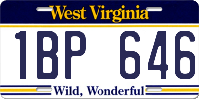 WV license plate 1BP646
