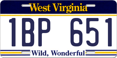 WV license plate 1BP651