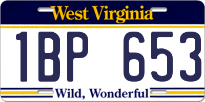 WV license plate 1BP653