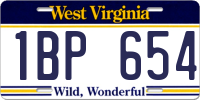 WV license plate 1BP654