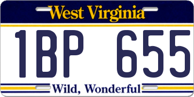 WV license plate 1BP655