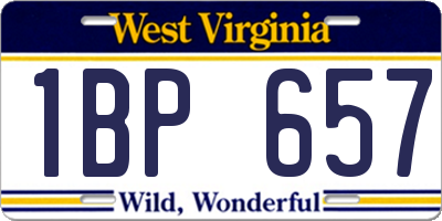 WV license plate 1BP657