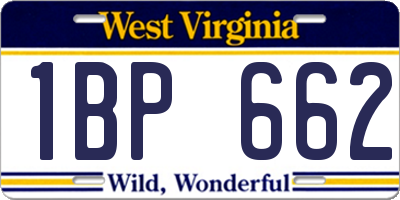 WV license plate 1BP662