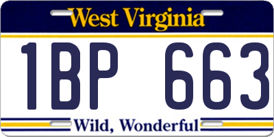 WV license plate 1BP663