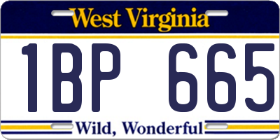 WV license plate 1BP665