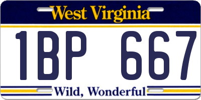 WV license plate 1BP667