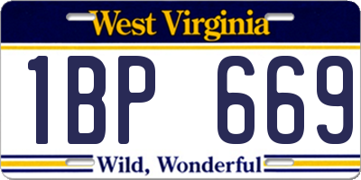 WV license plate 1BP669