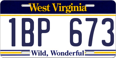 WV license plate 1BP673
