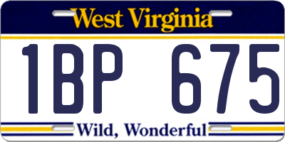 WV license plate 1BP675