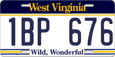 WV license plate 1BP676
