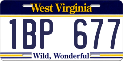 WV license plate 1BP677