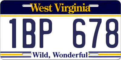 WV license plate 1BP678