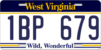 WV license plate 1BP679