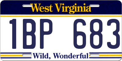 WV license plate 1BP683