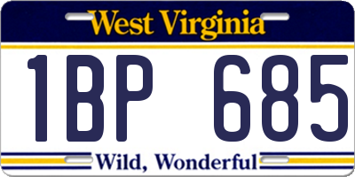 WV license plate 1BP685