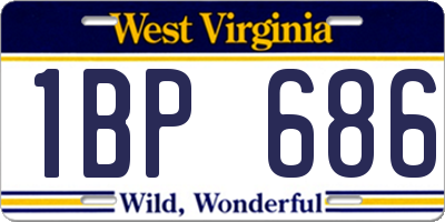 WV license plate 1BP686