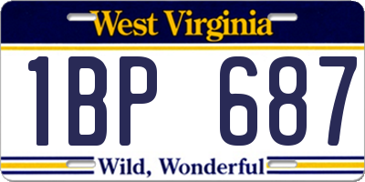 WV license plate 1BP687