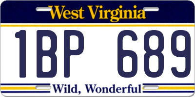 WV license plate 1BP689