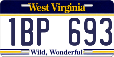 WV license plate 1BP693