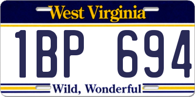 WV license plate 1BP694