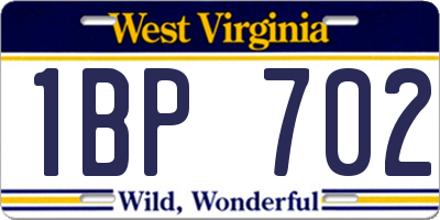 WV license plate 1BP702
