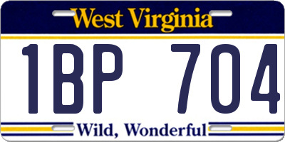 WV license plate 1BP704