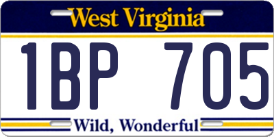 WV license plate 1BP705