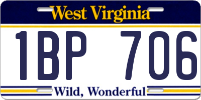 WV license plate 1BP706