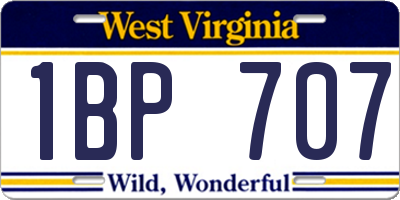 WV license plate 1BP707