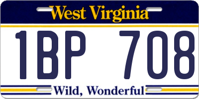WV license plate 1BP708