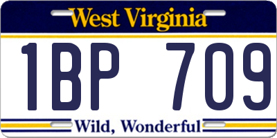 WV license plate 1BP709