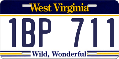 WV license plate 1BP711