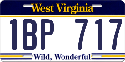 WV license plate 1BP717