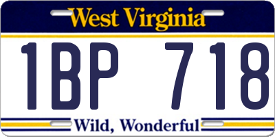 WV license plate 1BP718