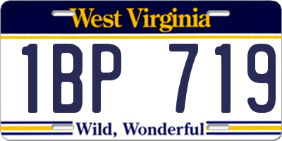 WV license plate 1BP719