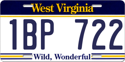 WV license plate 1BP722