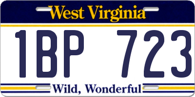 WV license plate 1BP723
