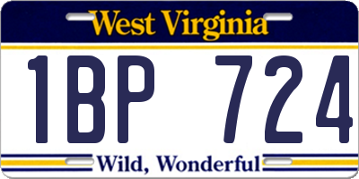 WV license plate 1BP724
