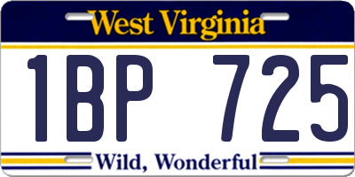 WV license plate 1BP725
