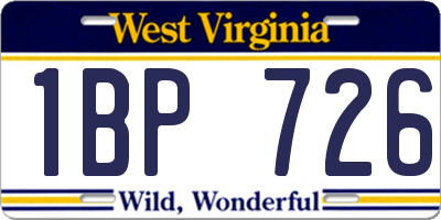 WV license plate 1BP726