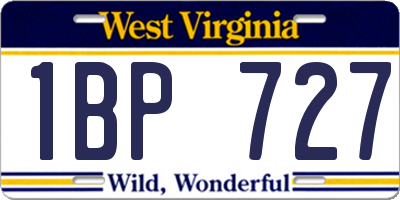 WV license plate 1BP727