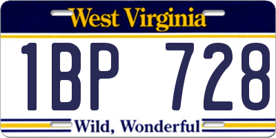 WV license plate 1BP728