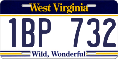 WV license plate 1BP732