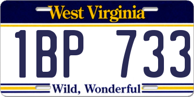 WV license plate 1BP733