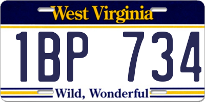 WV license plate 1BP734