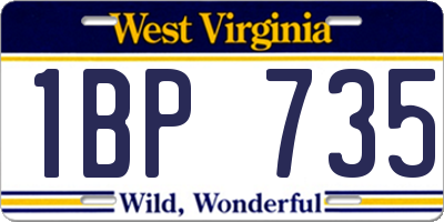 WV license plate 1BP735