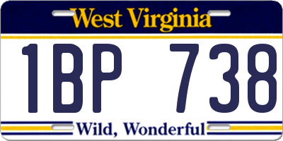 WV license plate 1BP738